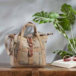 Bxingsftys Women's Canvas Tote Purse Shoulder Crossbody Bag Small Handbag  Multi-pocket Top Handle Work Bags (Beige) 