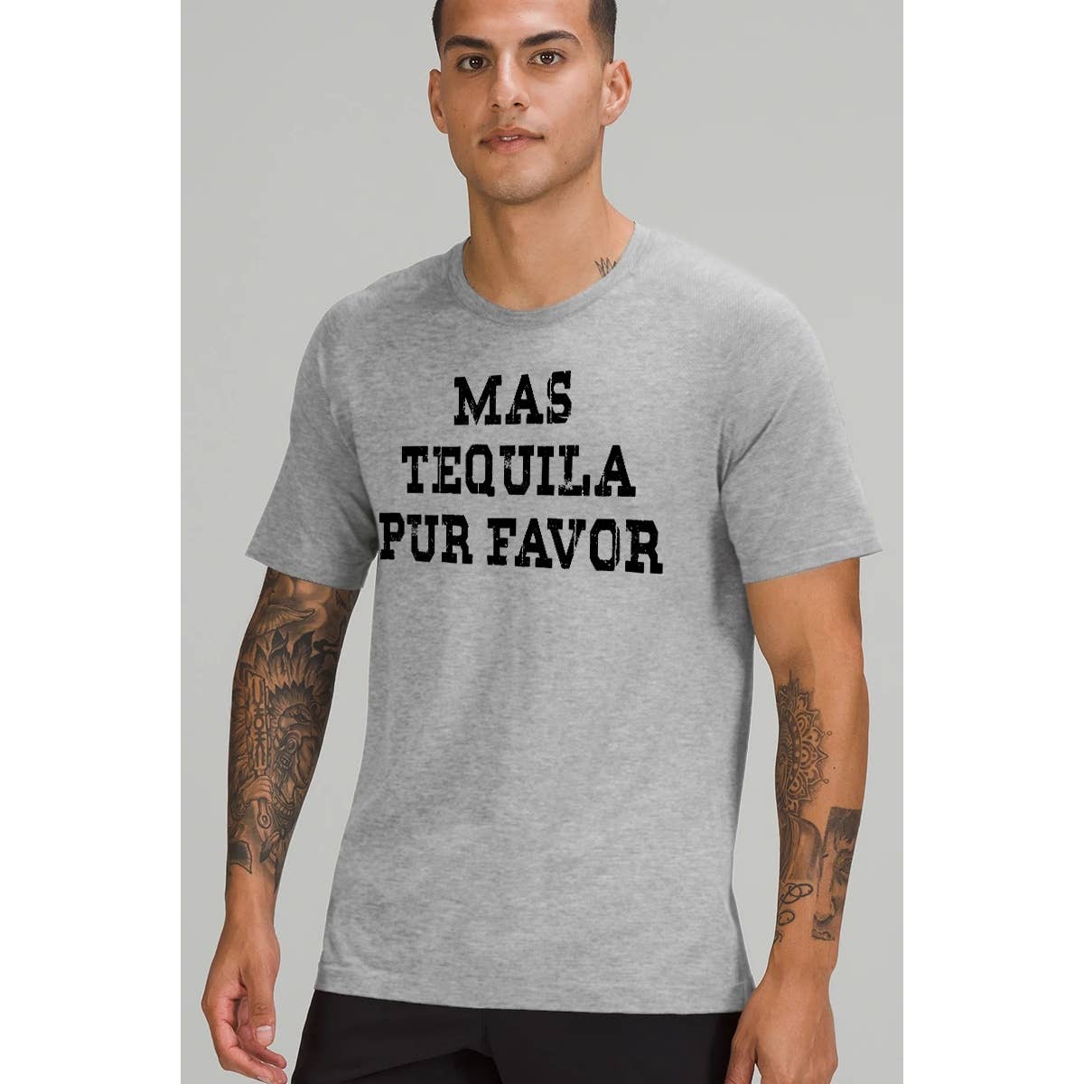 Nobrand - Wholesale Screen Printed T-Shirt - Men's - MAS TEQUILA PUR FAVOR GRAPHIC MENS TEE 1