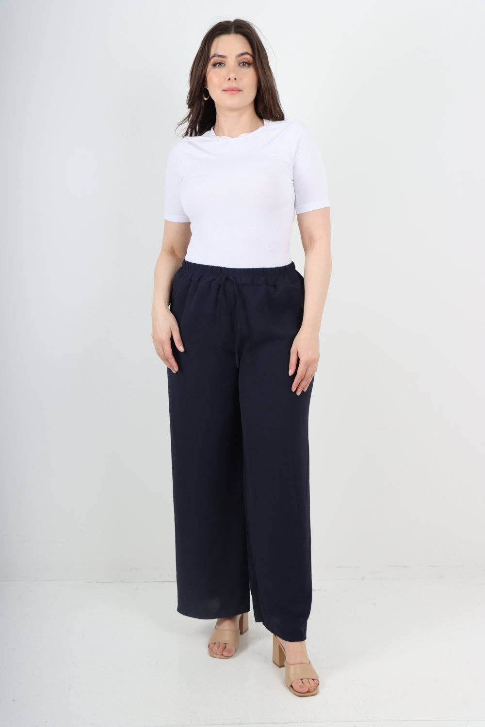 Miss Bold – wholesale Pants – Women's – Italian Elastic Waistband Drawstring Wide Leg Trousers30