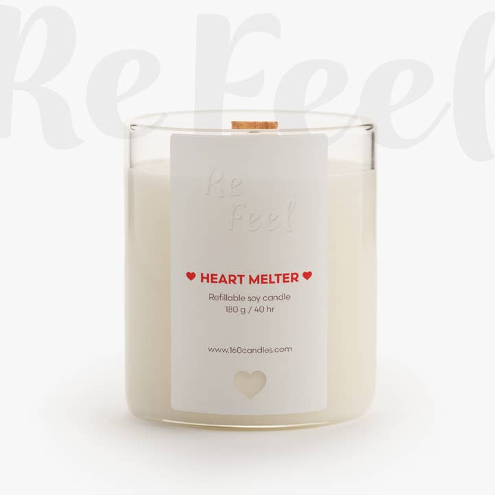 ReFeel Heart Melter Genopfyldelig Sojalyset for engroshandel hos 160candles.com