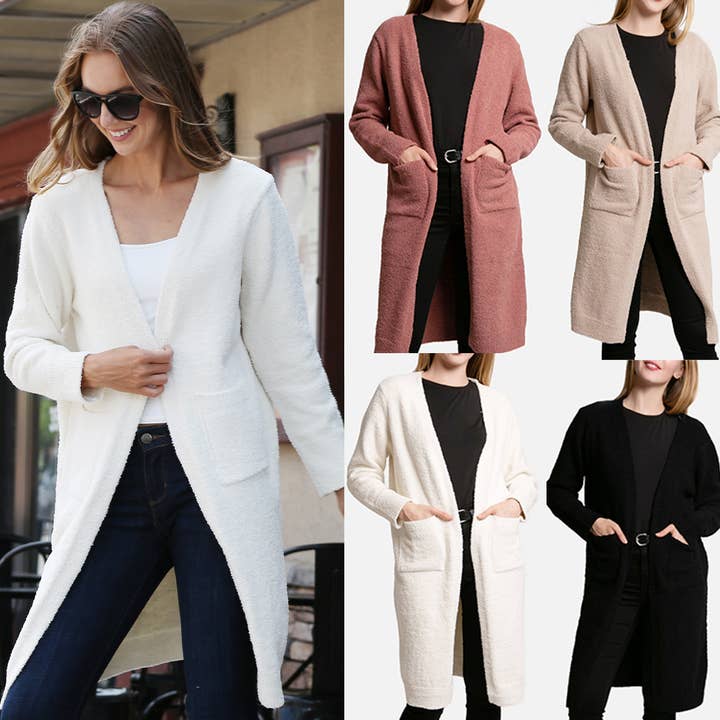 Solid Color Stylish Long Cardigan for Cold Weather for wholesale by Fashion City