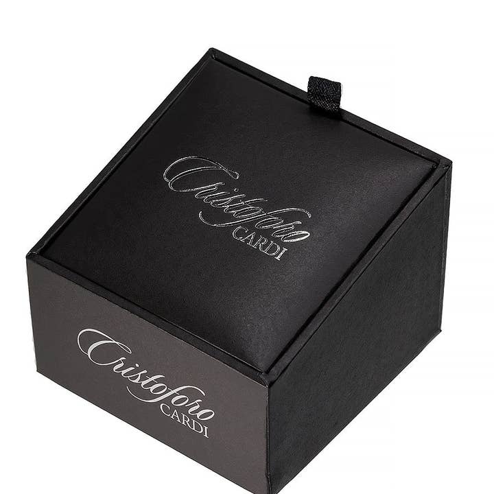 Cardi International - Wholesale Jewelry Set - Square CZ with Silver Trim Studs and Cufflinks Set1