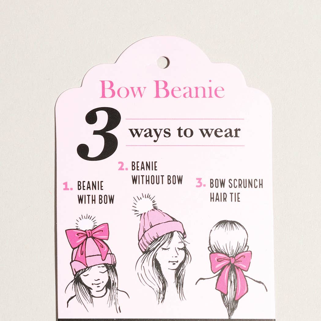 Fashion City - Wholesale Beanie - Women's - Winter Knitted Beanie Pom Pom Ribbon Bow Scrunchie6