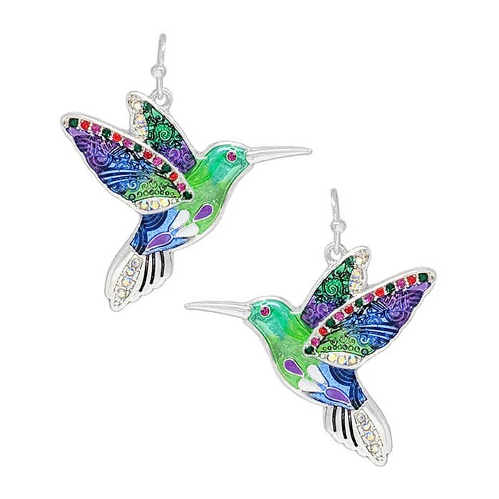 Jewelry Max - Wholesale Dangle Earrings - ( H563 ) TROPICAL THEME EPOXY EARRING - HUMMING BIRD