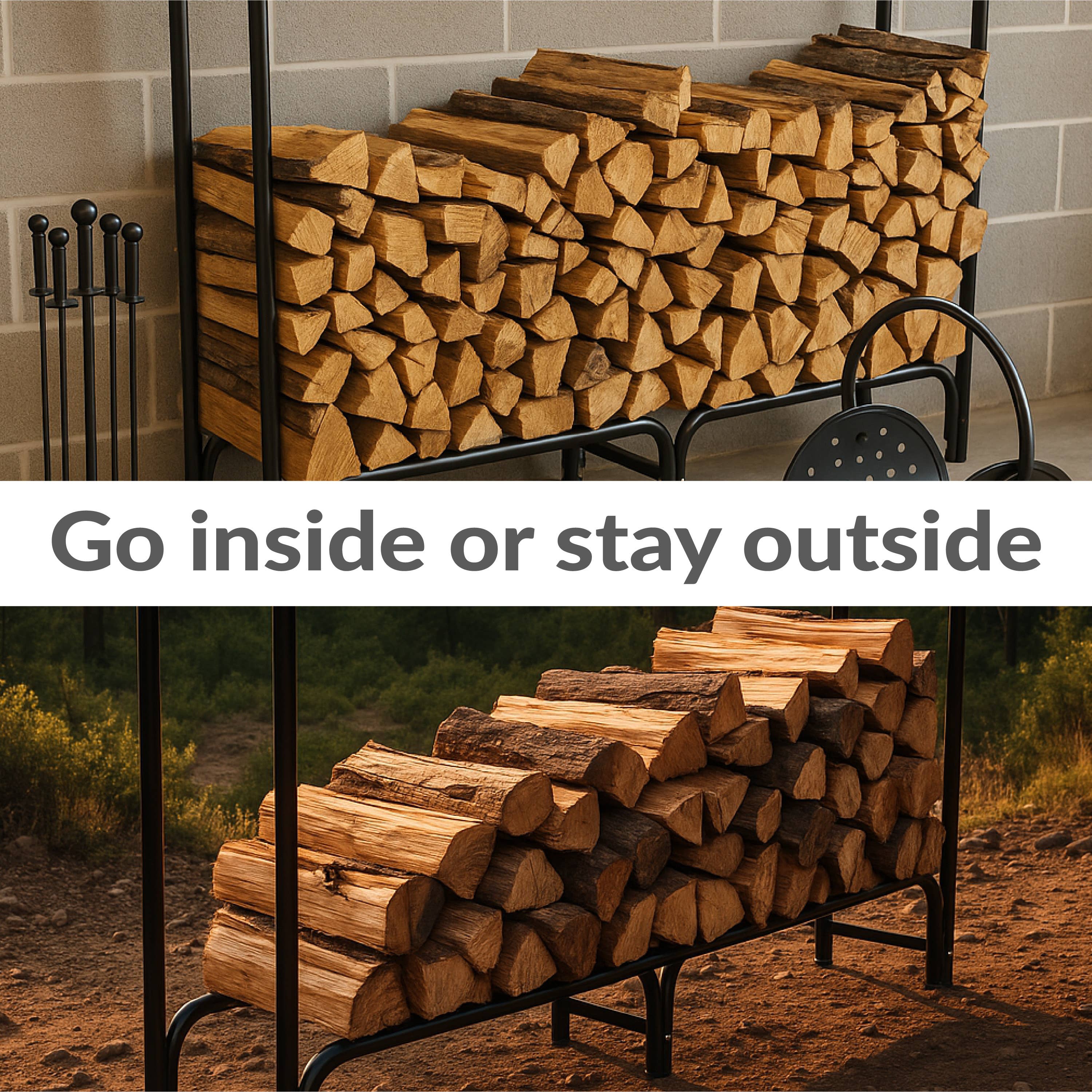 Sunnydaze Decor - Wholesale Fire Pit - 8 ft Steel Indoor/Outdoor Firewood Log Rack - Black4