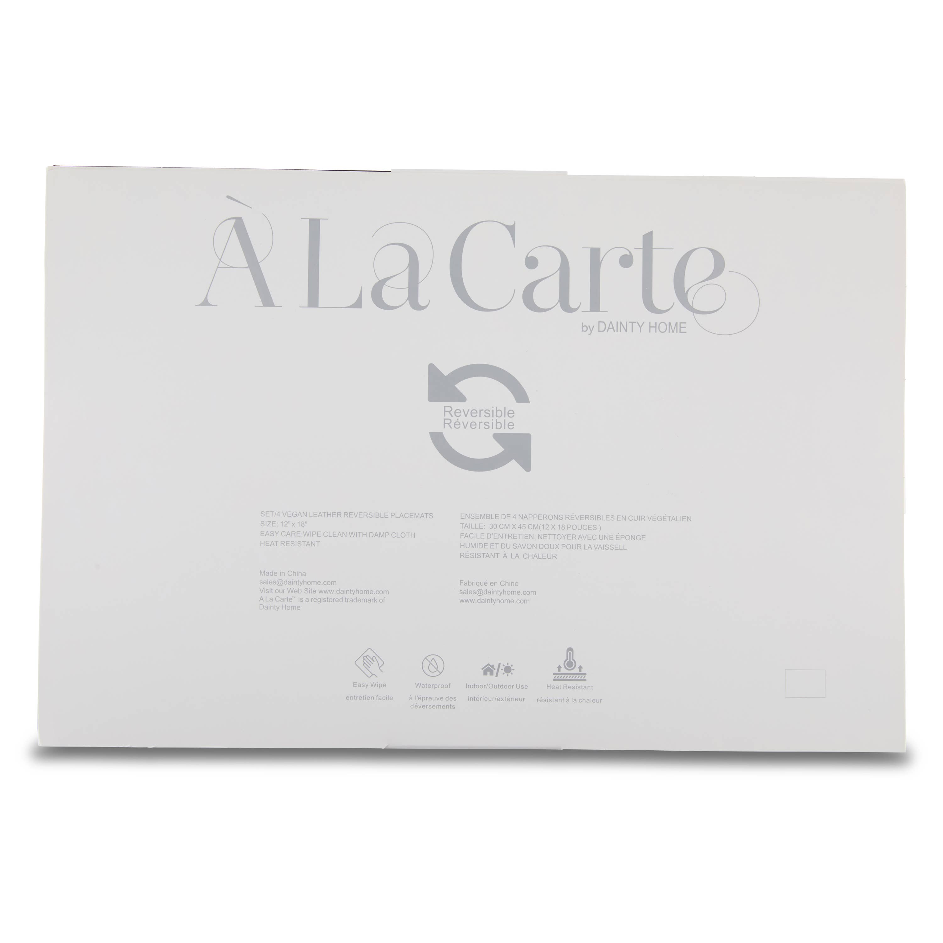 Ala Carte (By Dainty Home) - Vente Sets de table - Ensemble de 4 sets de table réversibles en cuir vegan Lausanne 30x45 cm6