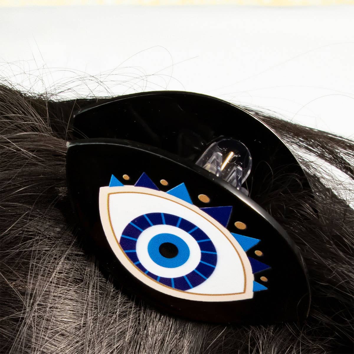 ACCITY - Wholesale Hair Clip - Women's - Evil Eye Acrylic Hair Claw - Black Shark Clip_CWAHA03085