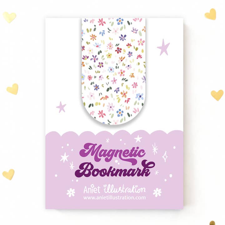 Magnetic bookmark bookmark spring flowers for wholesale by Aniet Illustration
