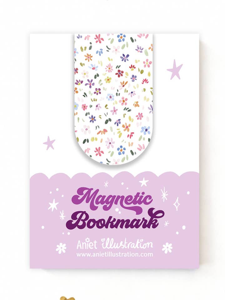 Magnetic bookmark bookmark spring flowers for wholesale by Aniet Illustration