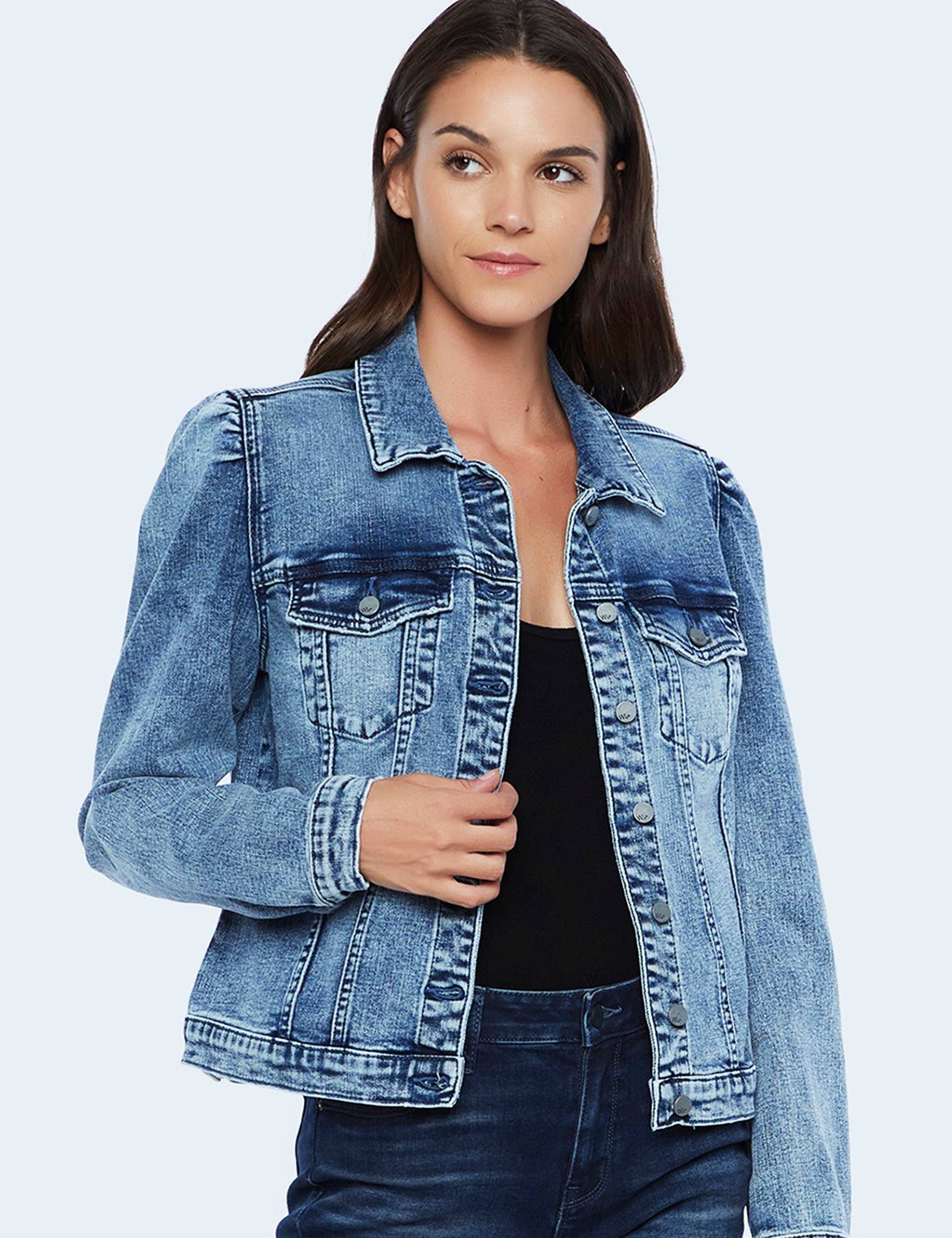 Blue Form Light Puff Denim Jacket for wholesale on Faire