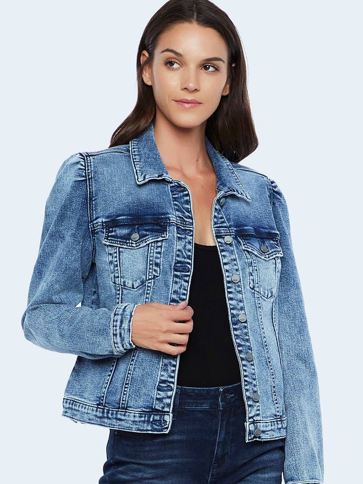 Blue Form Light Puff Denim Jacket for wholesale on Faire0