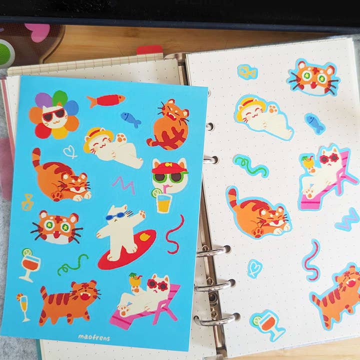 Maofrens Vacation Sticker Sheet for wholesale by Maofriends