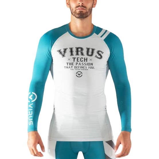 VIRUS ECO45 HERREN FLY RASHGUARD LANGARMSHIRT - BAY BLAU/WEISS für den Großhandel von Rat City Sk8 Shop