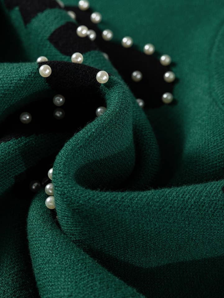 LALA LOO - Wholesale Knit Sweater - Women's - LALALOO Bow Pearl Embellished Ribbed Trim Sweater16