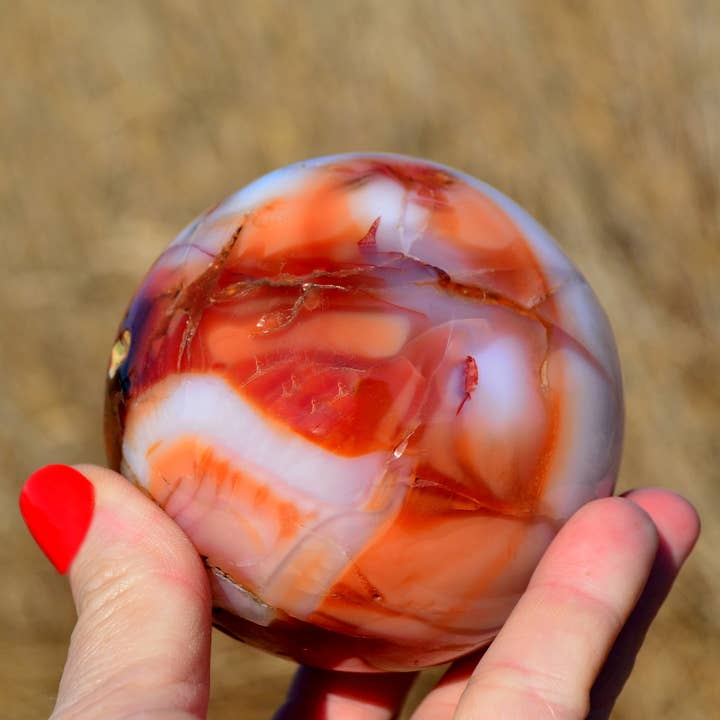Kaia & Crystals - Wholesale Spiritual Stone/Crystal - XL Carnelian Crystal Ball (70mm - 100mm) - Mineral Sphere