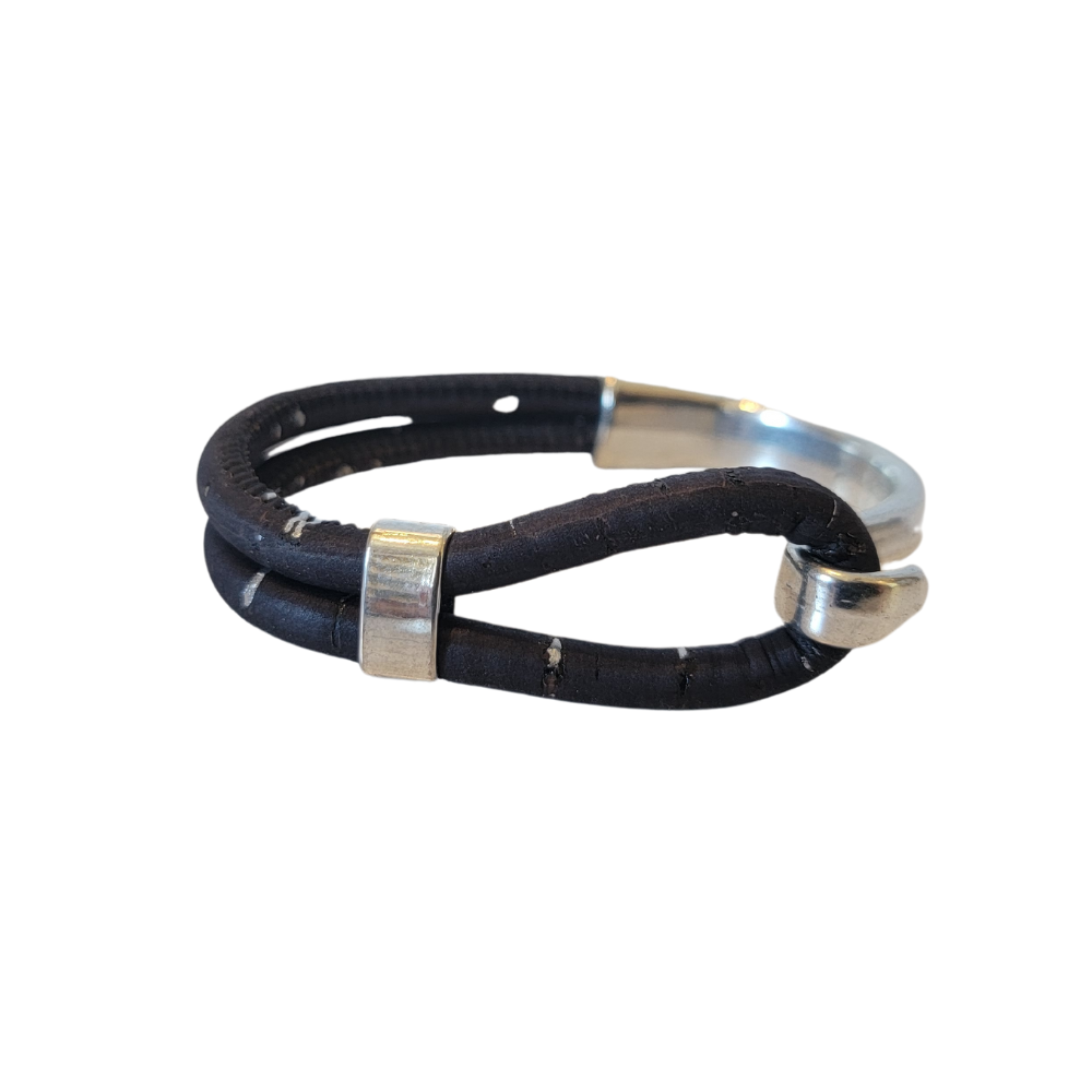 Gem Lounge Jewelry - Wholesale Bangle Bracelet - Pick Your Color: Cork Silver Side Hook Bracelet3