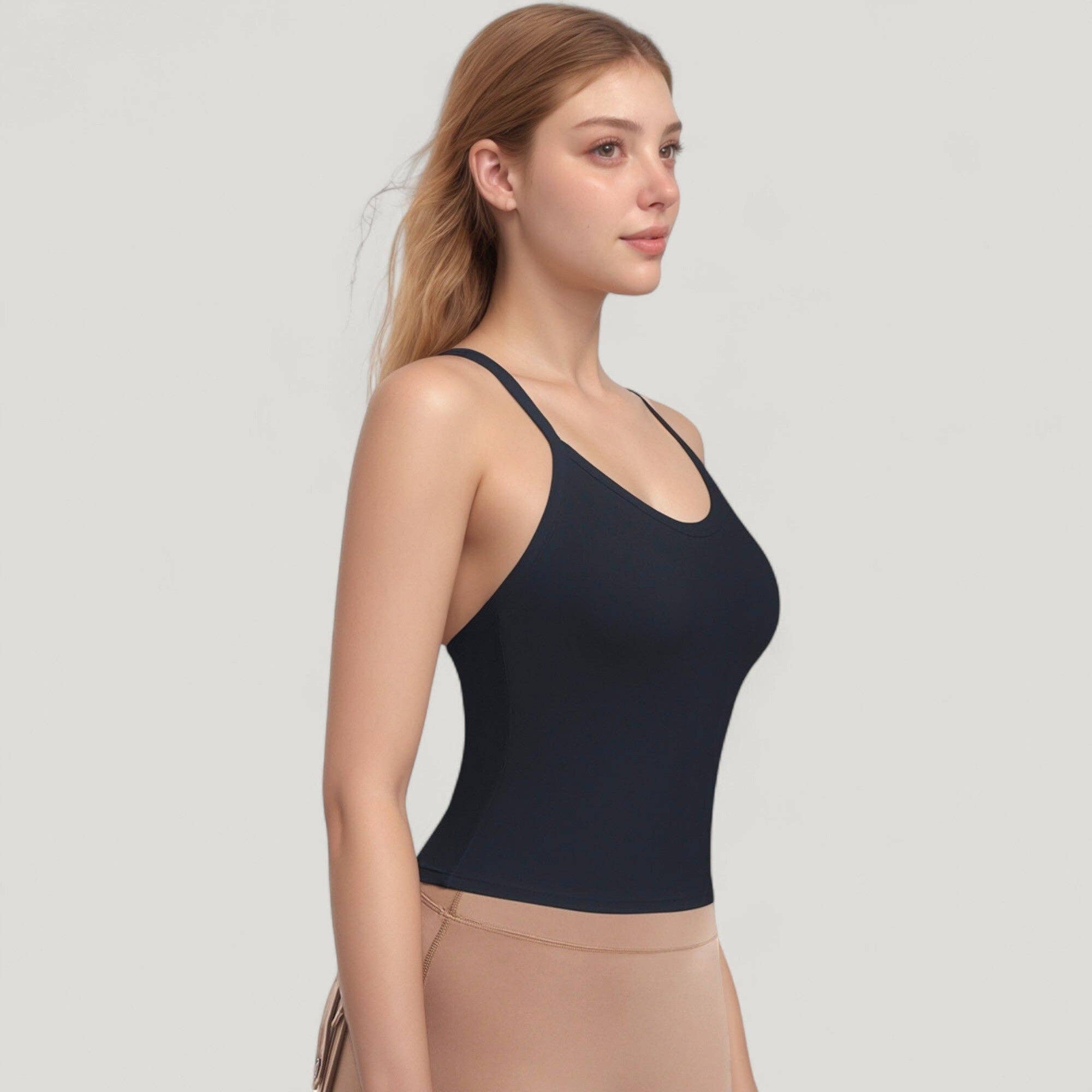 Active by Anna-Kaci - Wholesale Athletic Top - Women's - Strappy Crisscross Back Athletic Tank Top with Built-In Shel24