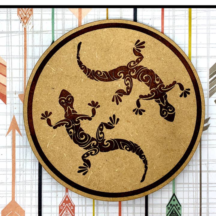 Drink Coaster - Hawaiiaanse gekko's, Tribal Hawaii Art Design voor wholesale door Insert Brand Here Shop