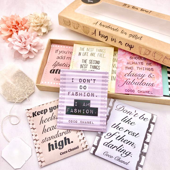 Victoria Mae Designs - Venta al por mayor Bolsitas de té - Juego de regalo de té Coco Chanel