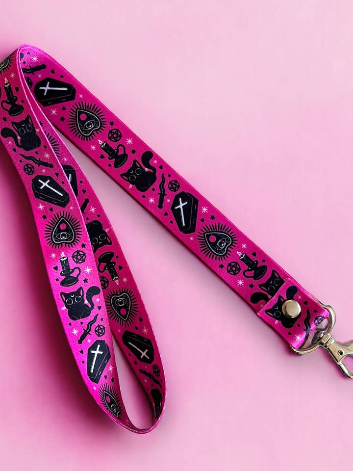 Hex Kitten Goth Pattern Lanyard for wholesale by XRAEART Clothing Co