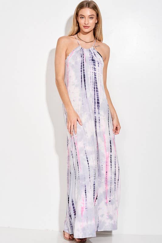 Lemon Tree - Wholesale Dress - Women's - Tie dye Spaghetti strap cami maxi dress1