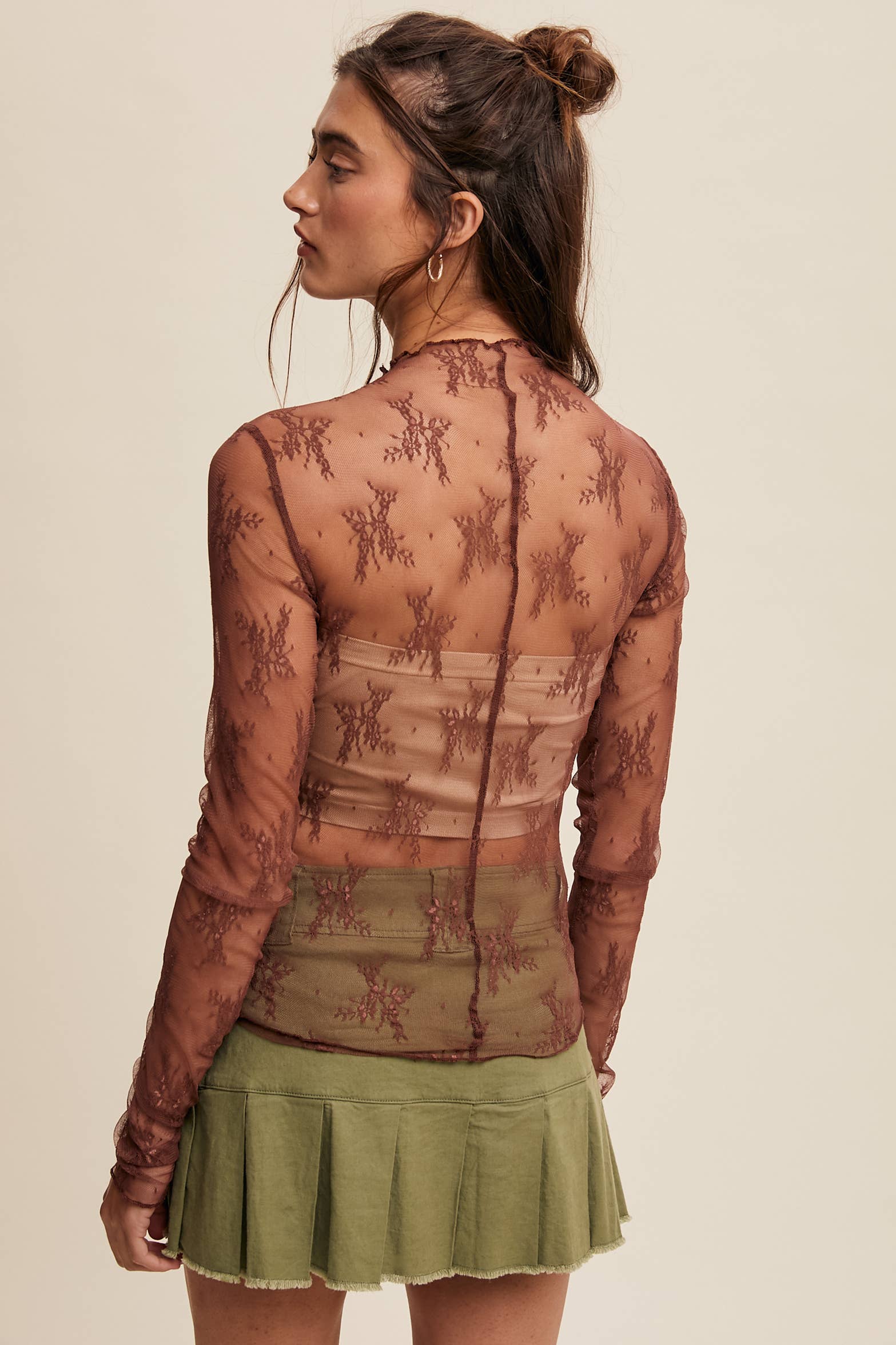 Listicle - Wholesale Blouse - Women's - Sheer Lace Long-Sleeve Top35