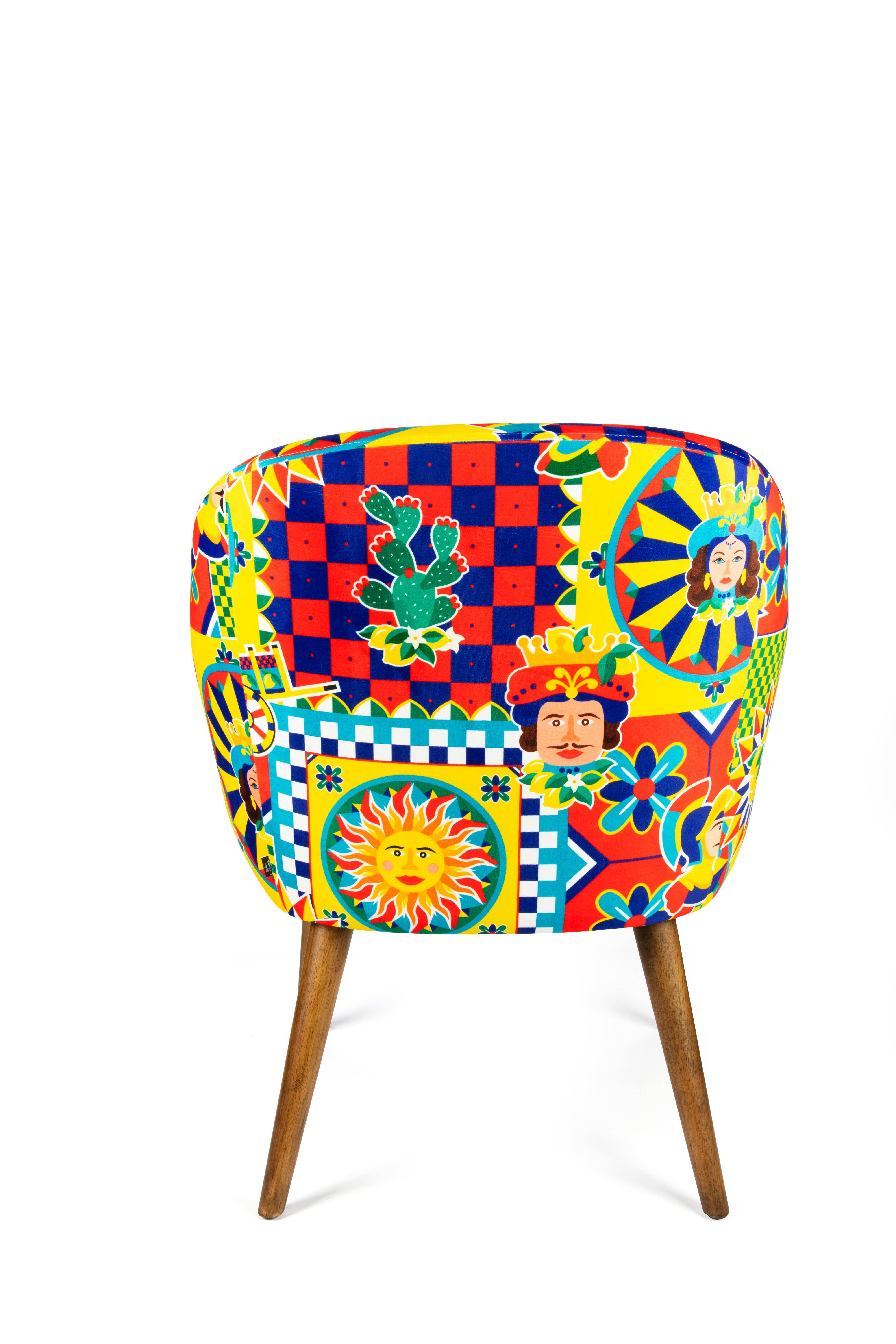 Bergamaschi & Vimercati S.p.a. - Wholesale Chair - Sicilian Rhapsody armchair in velvet-effect polyester and plywood – 70x65x83 cm4