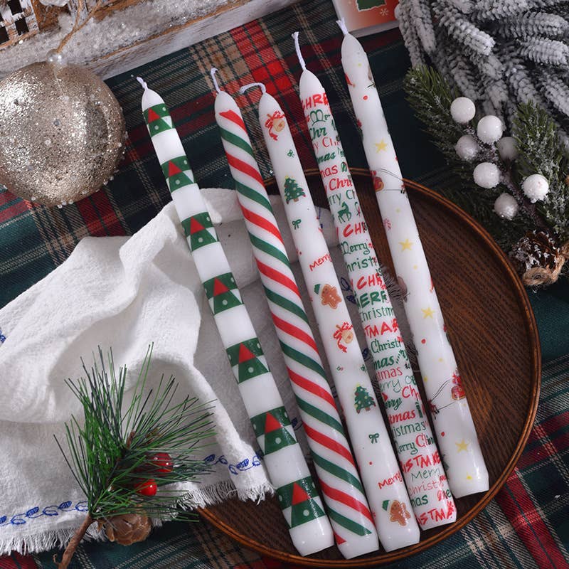 Candles Meta - Wholesale Tapered Candle/Candlestick - 25cm Smokeless Christmas Decorative Printed Taper Candle13