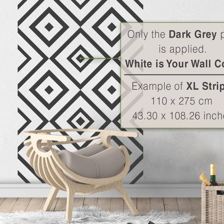 Mid-century vægdekoration med firkanter - tapet og vægkunst for engroshandel hos KUARKI