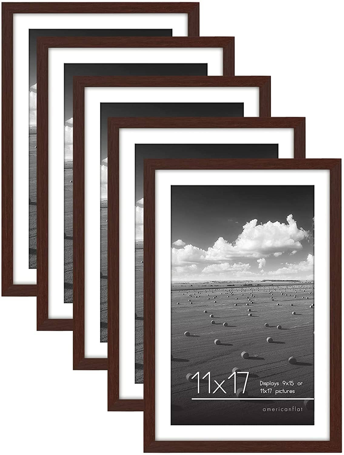 Americanflat - Wholesale Picture Frame - Americanflat Picture Frame with Mat Slim Molding (5 Pack)136