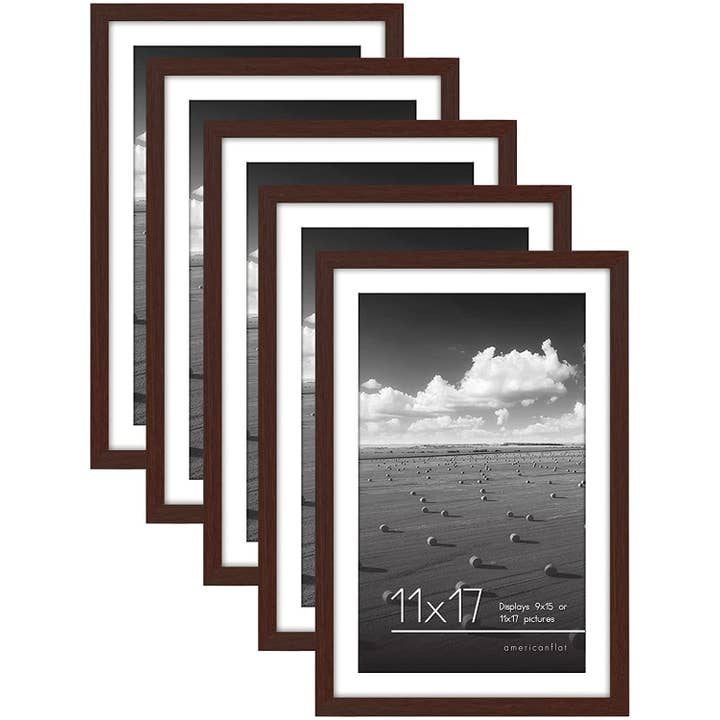 Americanflat - Wholesale Picture Frame - Americanflat Picture Frame with Mat Slim Molding (5 Pack)136