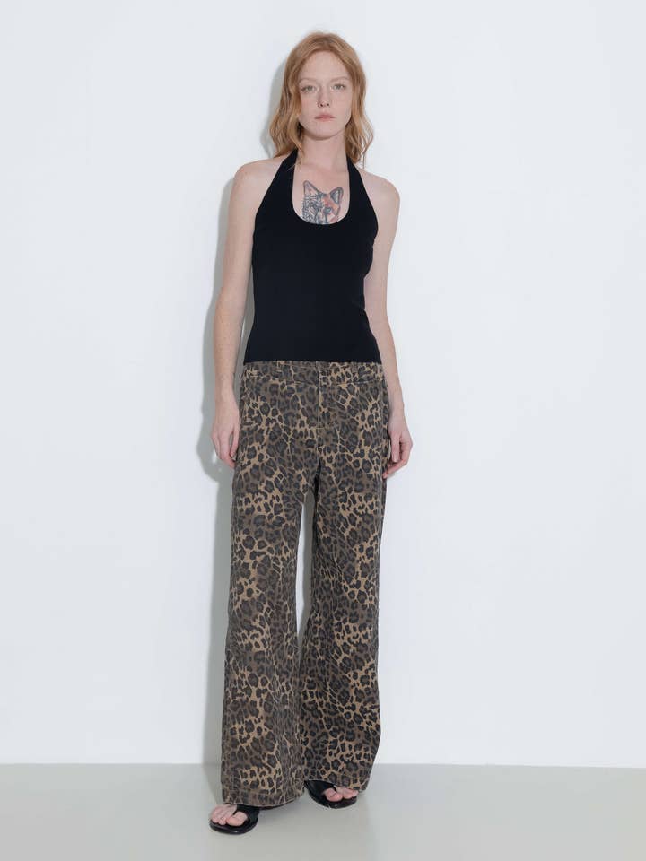 Sienna Leopard Wide Leg Denim Jeans for wholesale on Faire4