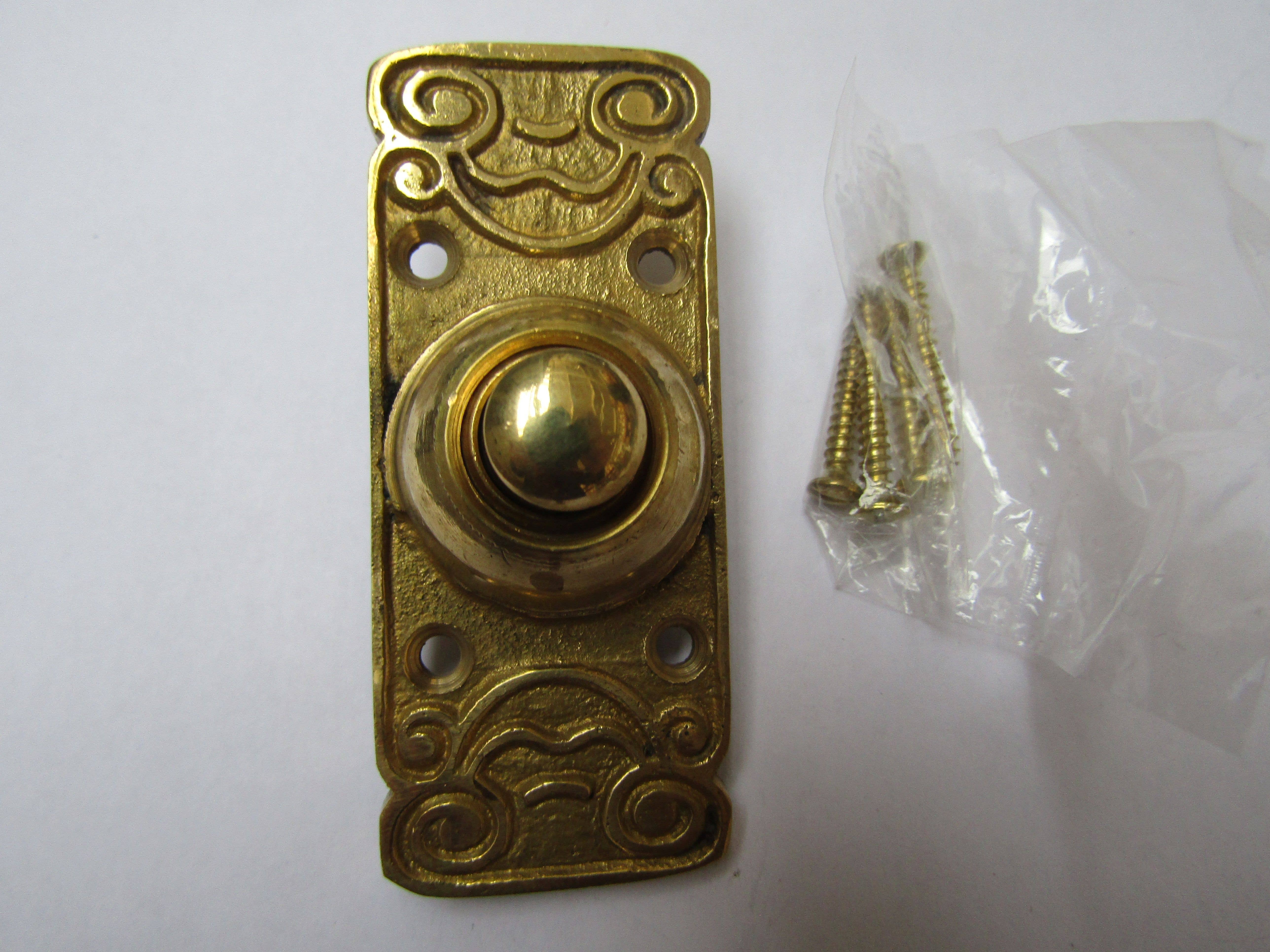 IronmongeryWorld - Wholesale Knob/Pull - Ornate Bell Push Polished Brass0