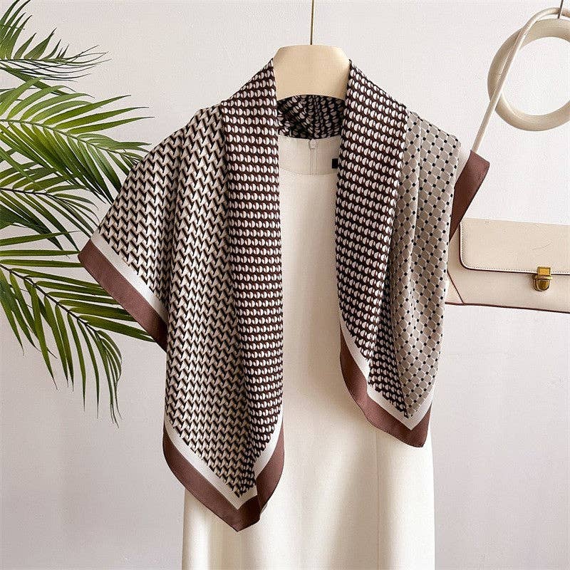 Mirazshoes WholeSale - Wholesale Scarf - Women's - Versatile Printed Square Silk Scarf0