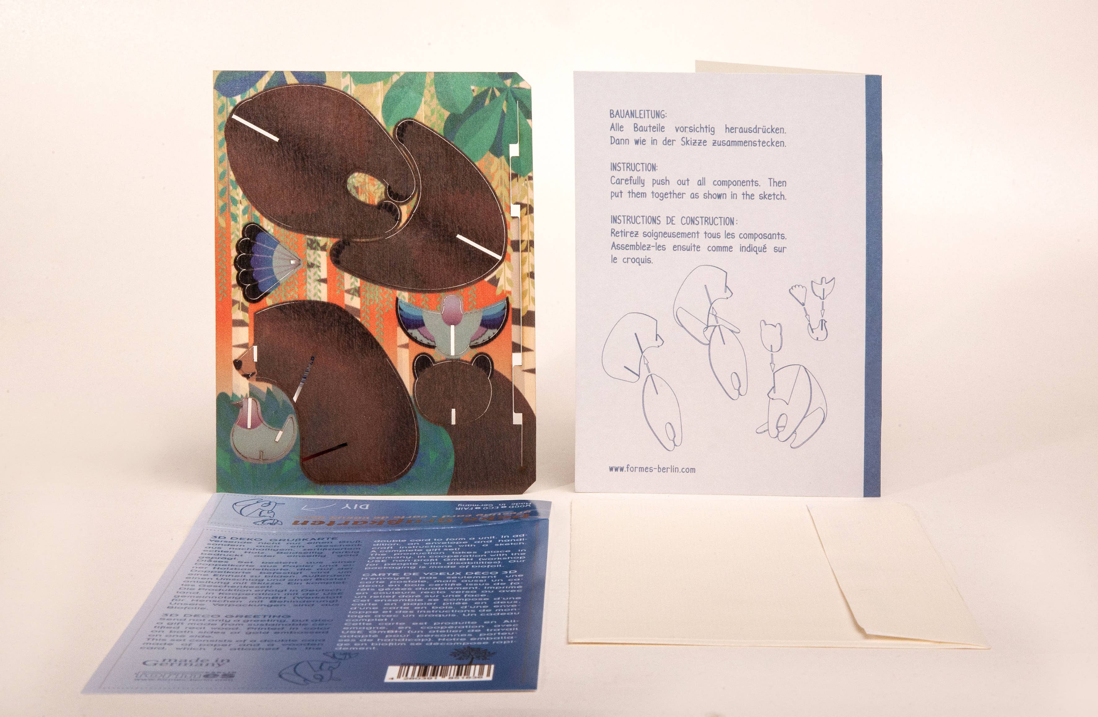 Formes Berlin GbR – postal de felicitações por atacado – Cartão 3D com Urso e Pomba da Paz - Cartão de Saudação2