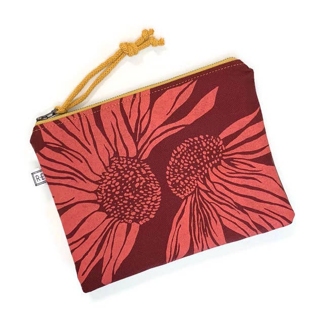 Cosmetic Pouch - Coneflower // Floral Pouch for wholesale by Rachel Elise Studio