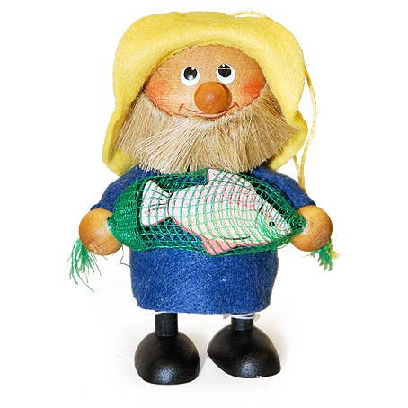 Nordic Dreams - Wholesale Ornament - Christmas Tree Ornament, Fisherman with fish in net