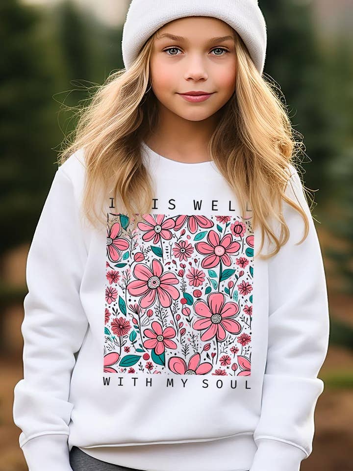 It Is Well With My Soul Grafik-Sweatshirts für Kinder für den Großhandel von COLORBEAR