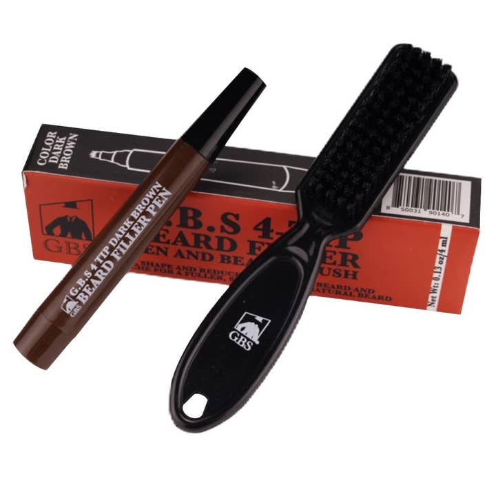 GENTS FINE GROOMING PRODUCTS – Engroshandel Skægstyling – Beard Filler Pen 4 Tip + Skægbørste (Sort eller Brun)