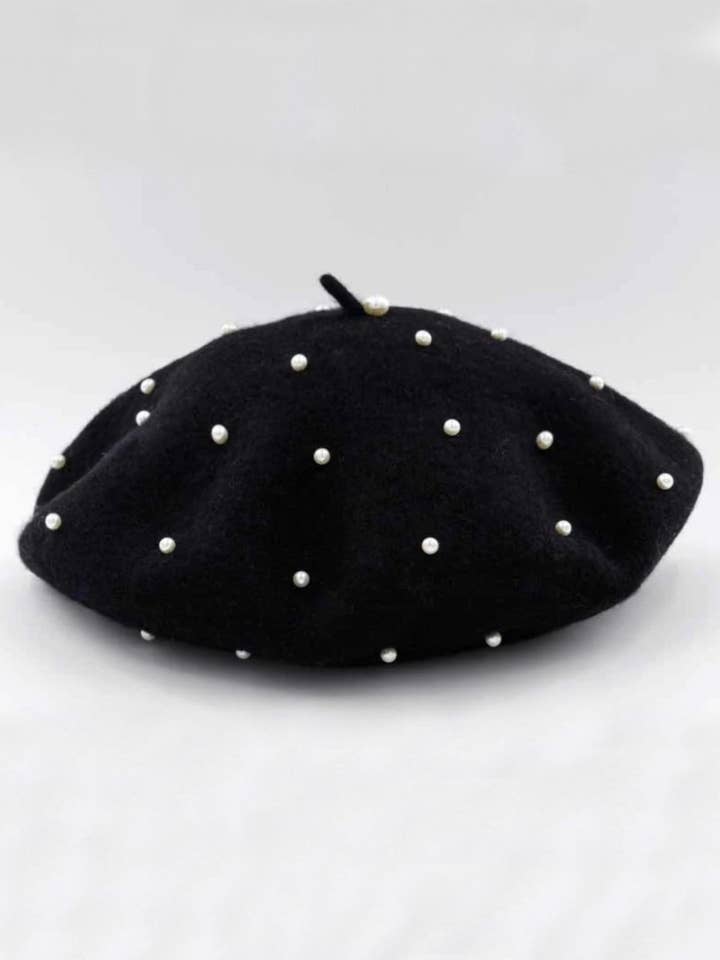 Tres Chic Pearl-Embellished Wool Beret for wholesale by Mia Belle Girls • Wholesale