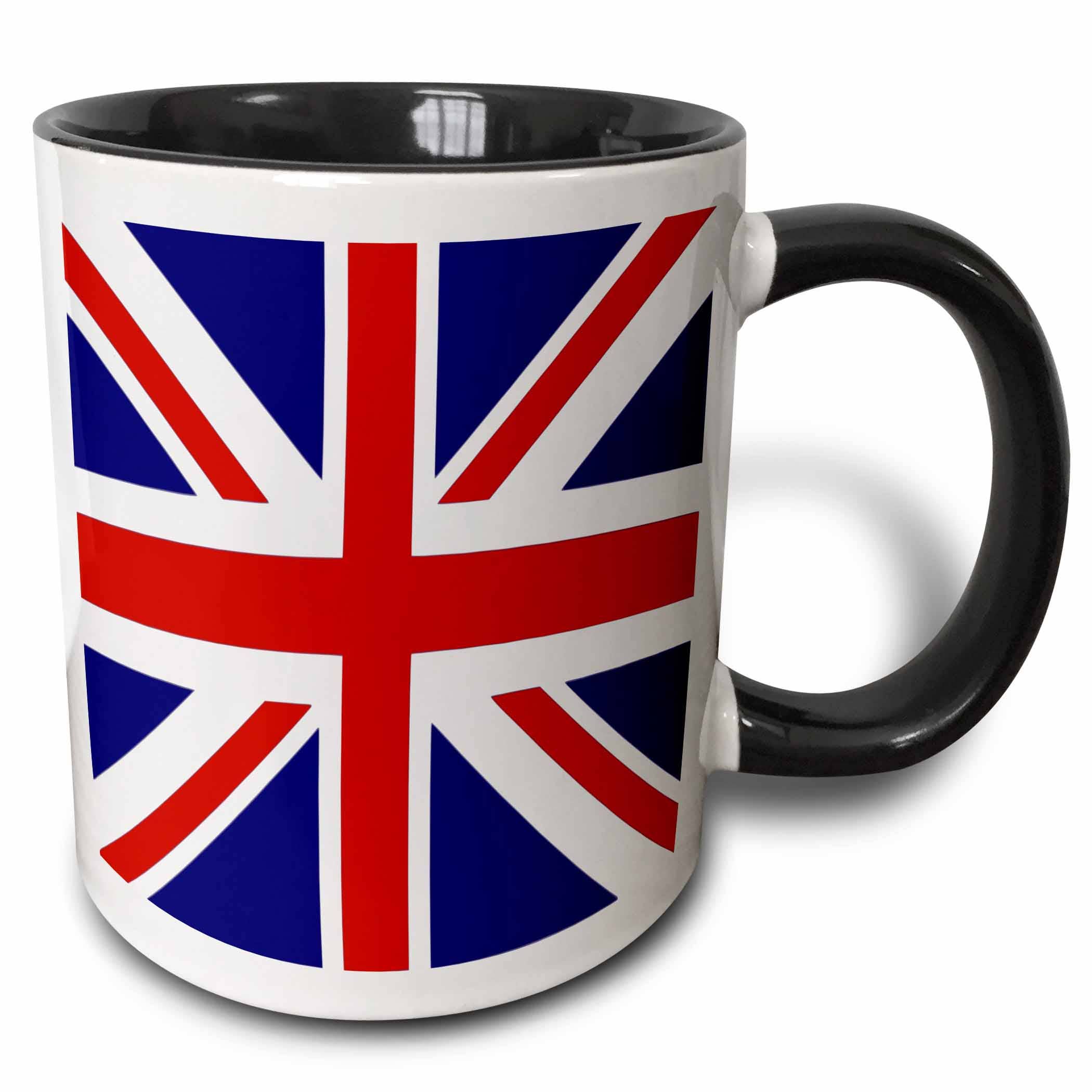 3dRose – Engroshandel Kaffekrus – 11oz tofarvet sort krus britisk flag - rød hvidblå Union0
