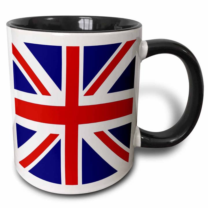 3dRose – Engroshandel Kaffekrus – 11oz tofarvet sort krus britisk flag - rød hvidblå Union