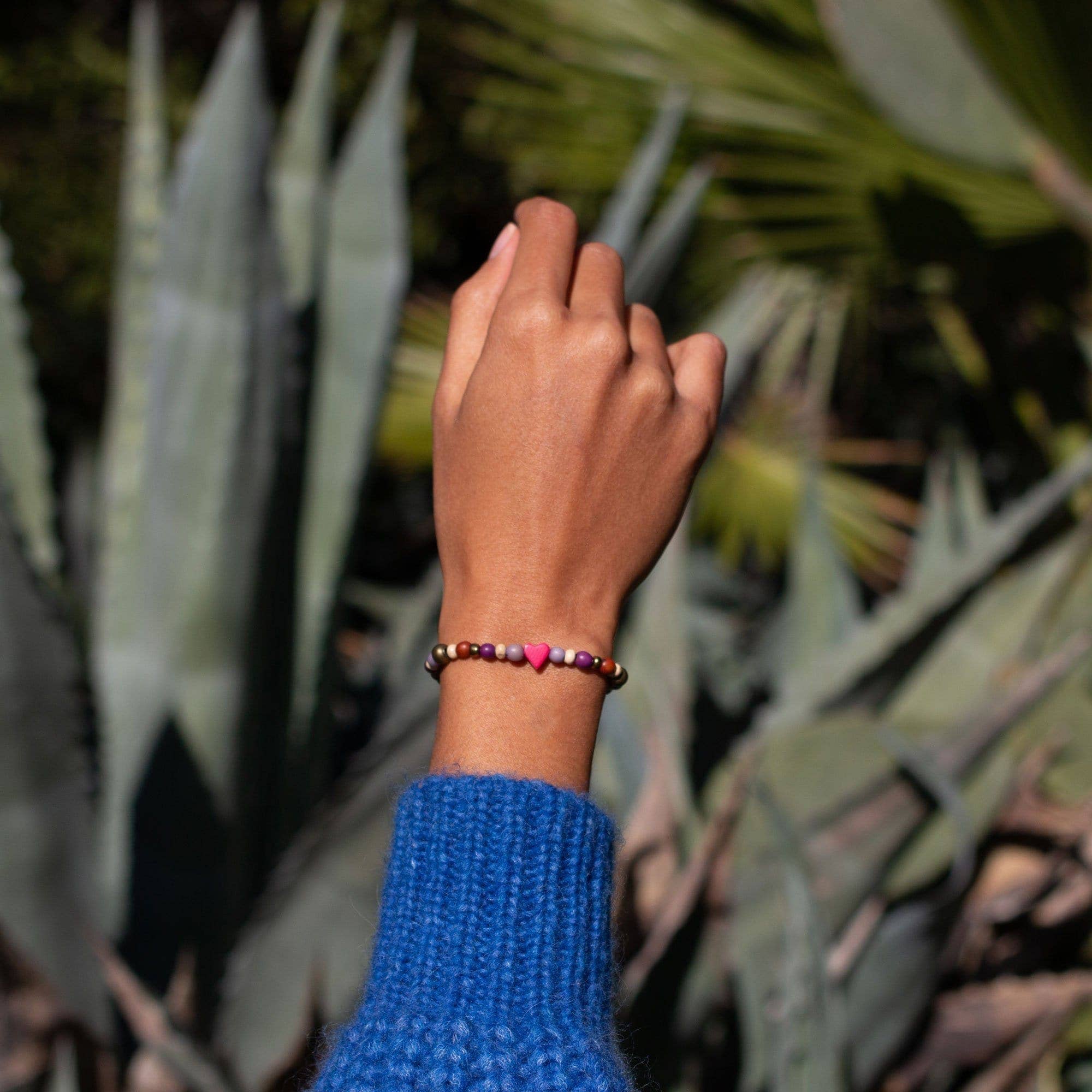 Love Is Project – wholesale Beaded bracelet – Tagua Heart Bracelet - Pink3