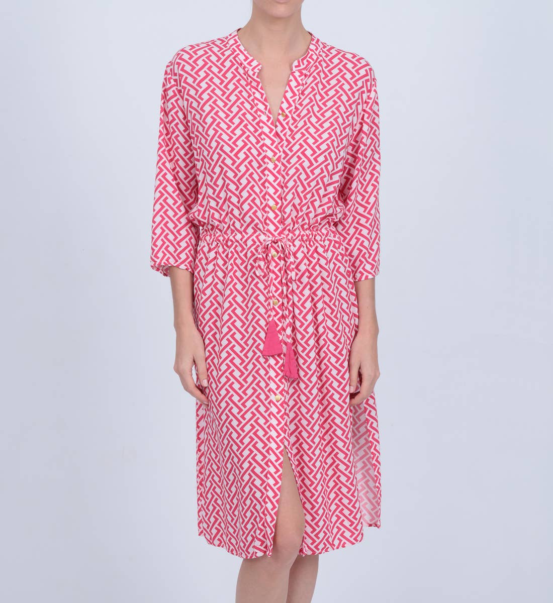 GILI'S - Wholesale Swim Cover Up - Women's - Summer Break mid-length beach dress with button down collar1