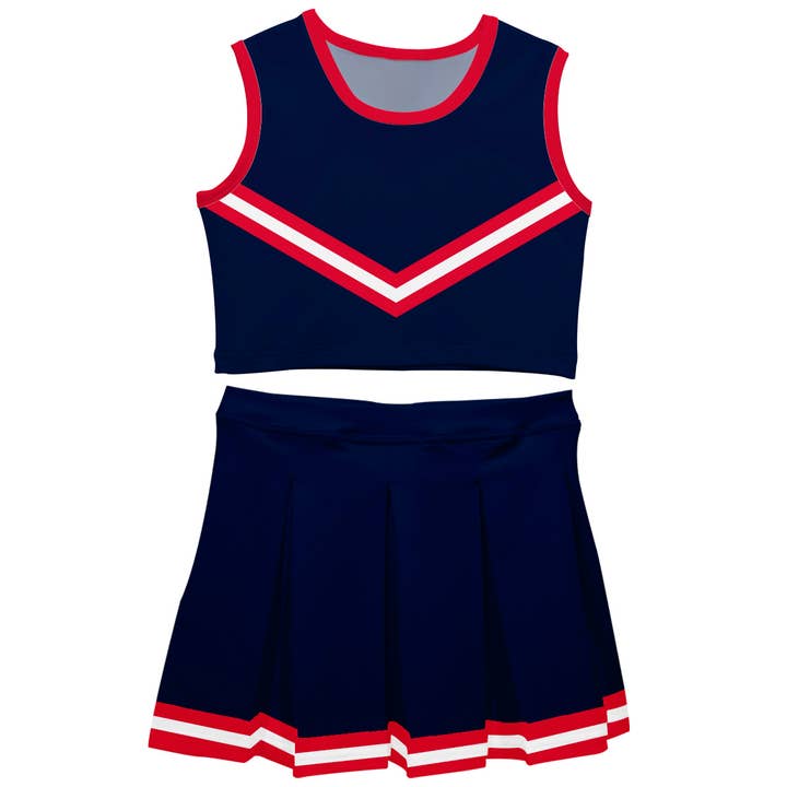 Navy & Red Sleeveless Cheerleader Set for wholesale by Vive La Fete