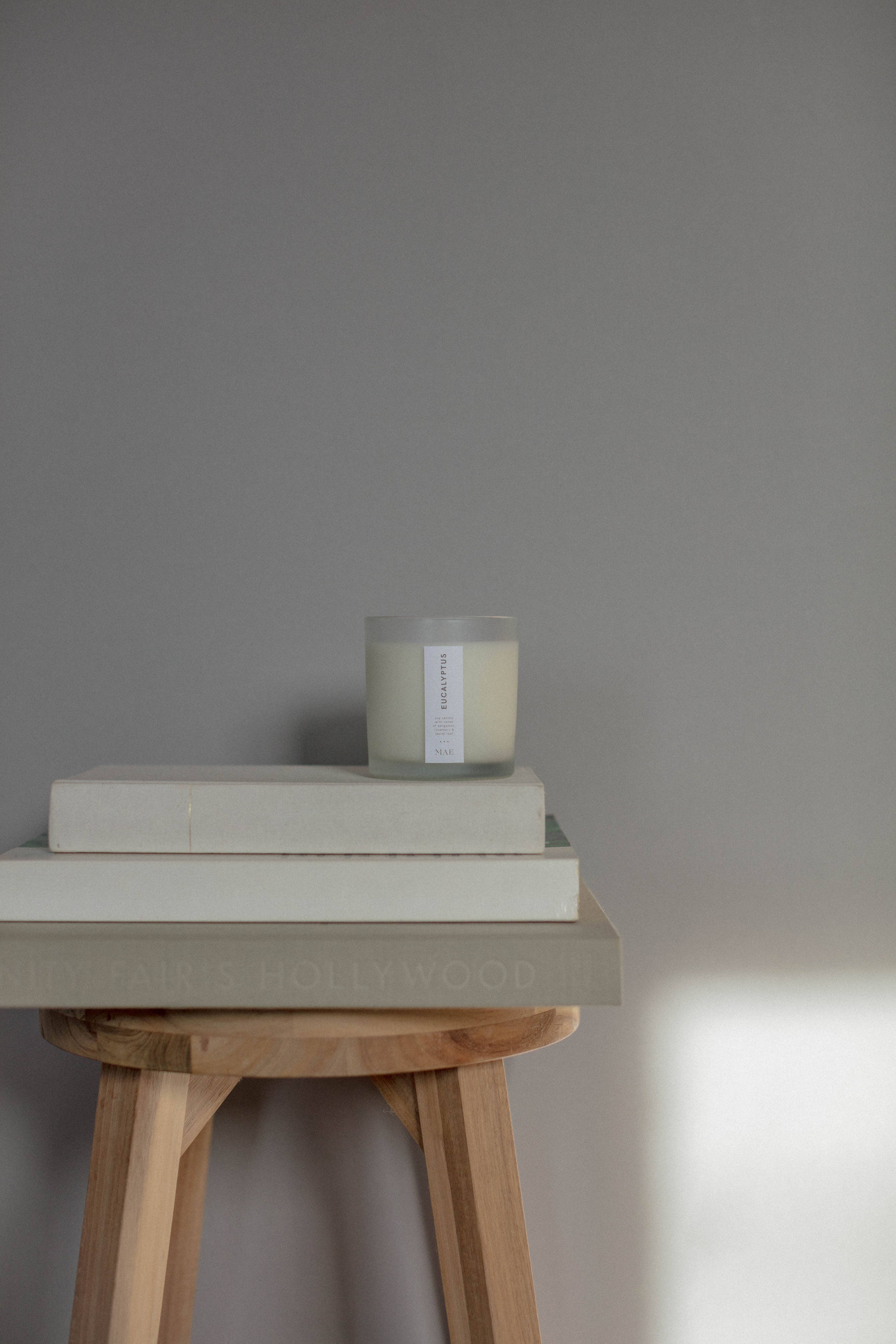 MAE - Wholesale Jar/Filled Candle - EUCALYPTUS CANDLE- 100% SOY AND ESSENTIAL OILS (HAND POURED)1