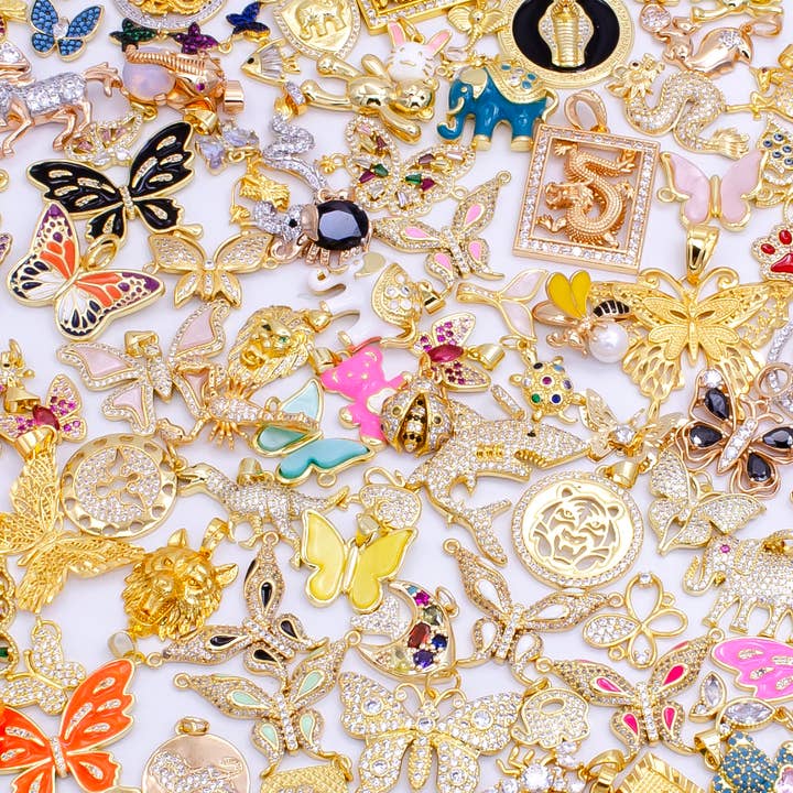 Aim Eternal - Wholesale Individual Charm/Pendant - Mix Gold Animal Charm Zirconia Bracelet Charm Bar Supply