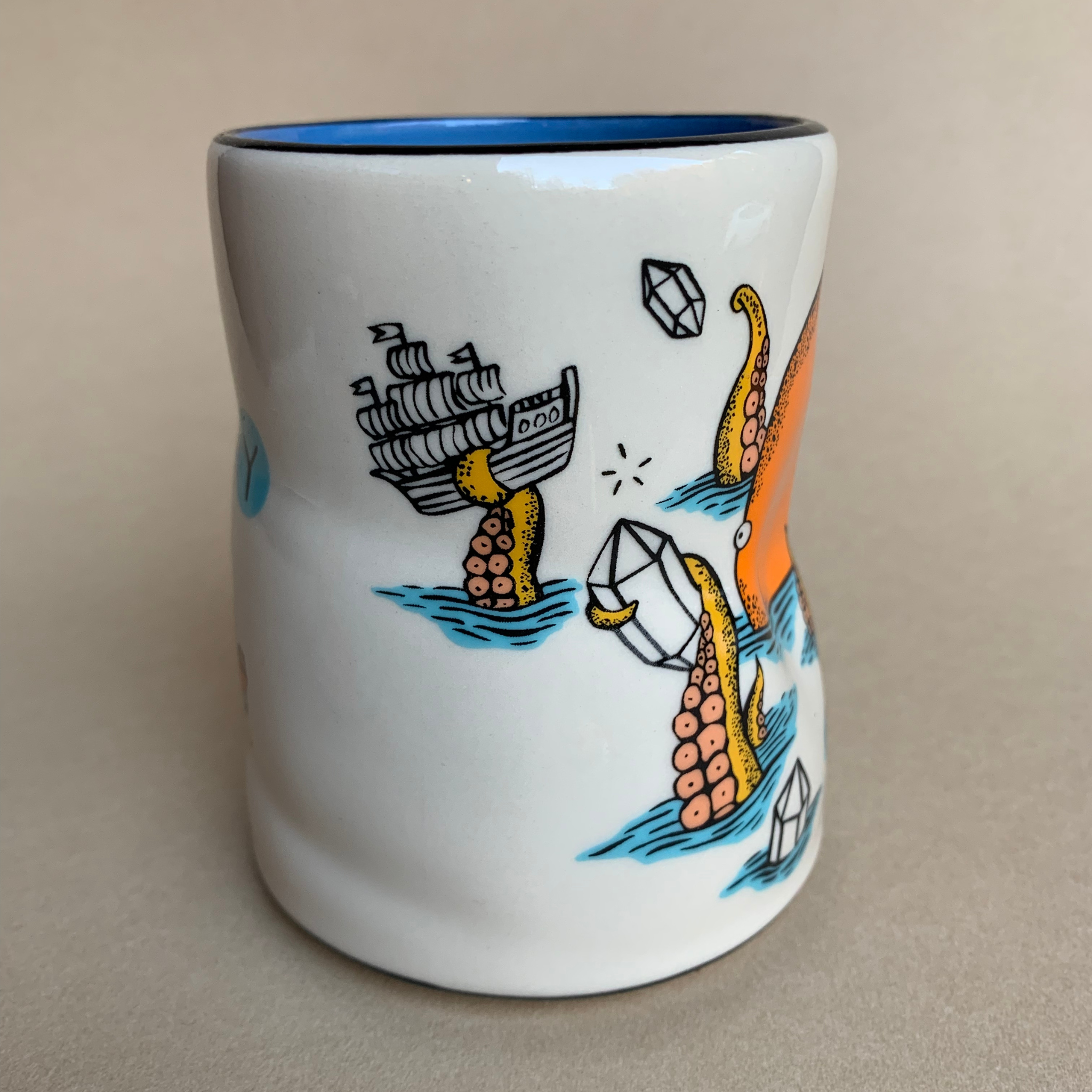 The Bowl Maker - Wholesale Coffee Mug - Lucky Kraken Cup - XLarge Ceramic Mug4