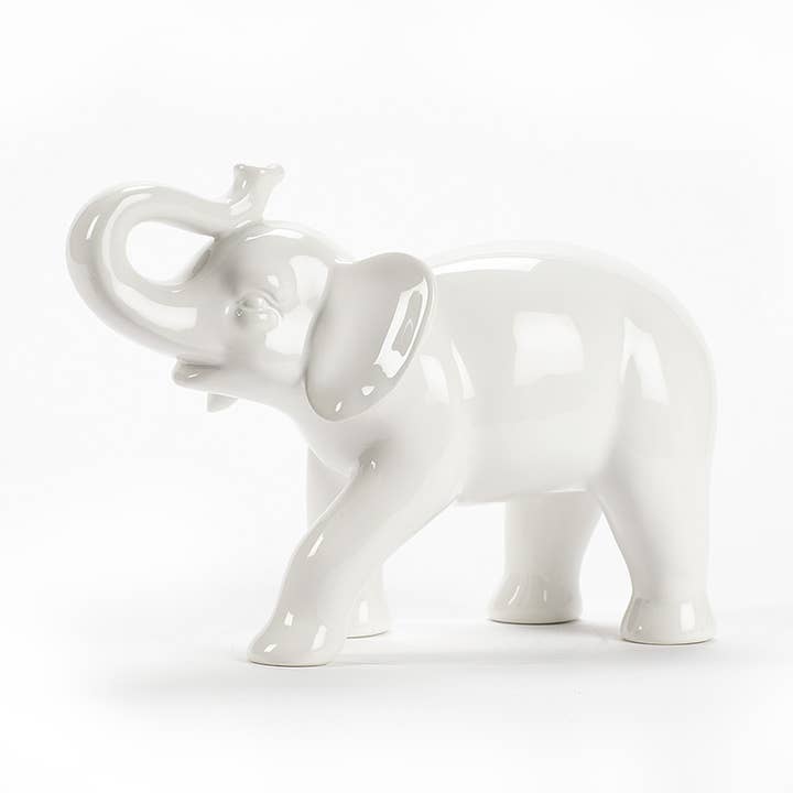 Abbott - Wholesale Decorative Figurine - Lg Elephant Figure-Wht-9.5"L-382