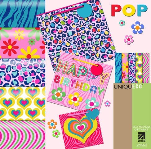 The Unique Paper Company – Engroshandel Indpakningspapir – Miljøvenligt Pop FSC™ bæredygtigt gavepapir (42 ruller)6